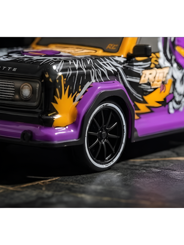 Remote Control Racing SUV Toy Car with Dual-Joystick Transmitter – 3D Graffiti Skull Print Off-Road Vehicle, Orange and Purple LMI16907