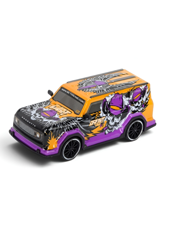 Remote Control Racing SUV Toy Car with Dual-Joystick Transmitter – 3D Graffiti Skull Print Off-Road Vehicle, Orange and Purple LMI16907