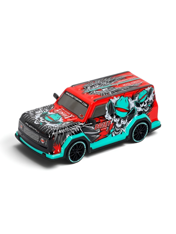 Remote Control Racing SUV Toy Car with Dual-Joystick Transmitter – 3D Graffiti Skull Print Off-Road Vehicle, Green and Red LMI16907