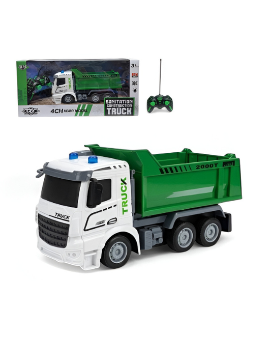 Remote Control Sanitation Construction Truck Toy – 4CH RC Dump Truck with Lights, 2000T Heavy Model Vehicle TV5062.