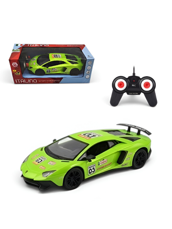 Remote Control Sport Car – Rechargeable Lime Green Racing Toy Car with Remote Controller, Batteries, and AC Charger – High-Speed RC Car Toy for Kids and Collectors LMI8905