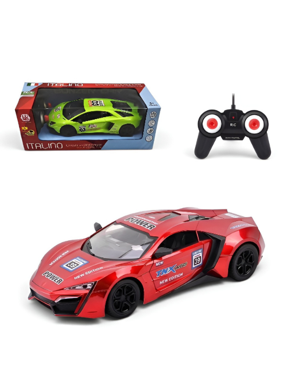 Remote Control Sport Car – Rechargeable Red Racing Toy Car with Remote Controller, Batteries, and AC Charger – High-Speed RC Car Toy for Kids and Collectors LMI8905