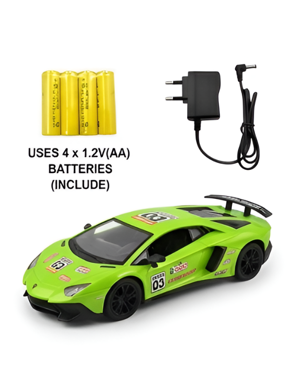Remote Control Sport Car – Rechargeable Lime Green Racing Toy Car with Remote Controller, Batteries, and AC Charger – High-Speed RC Car Toy for Kids and Collectors LMI8905