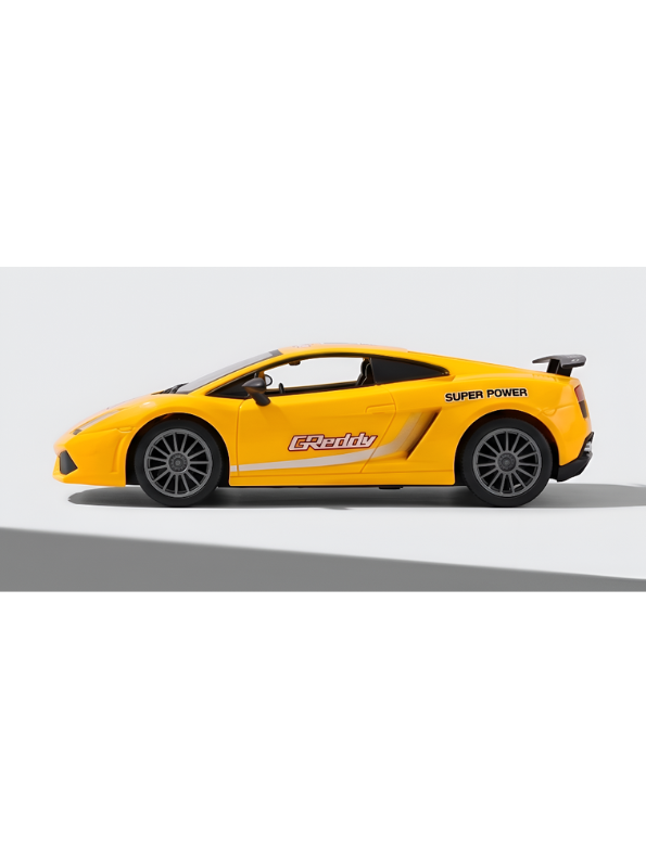 Remote Control Sport Car – Rechargeable Yellow Racing Toy Car with Remote Controller, Batteries, and AC Charger – High-Speed RC Car Toy for Kids and Collectors LMI8905
