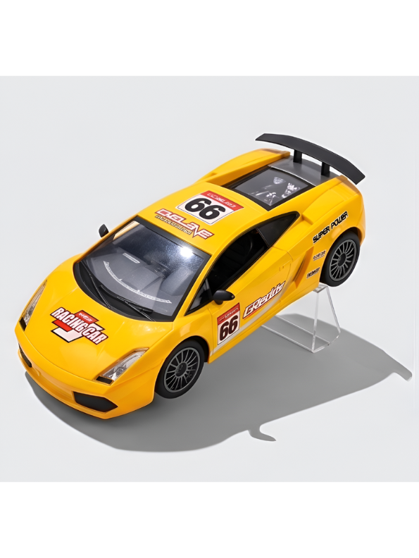 Remote Control Sport Car – Rechargeable Yellow Racing Toy Car with Remote Controller, Batteries, and AC Charger – High-Speed RC Car Toy for Kids and Collectors LMI8905