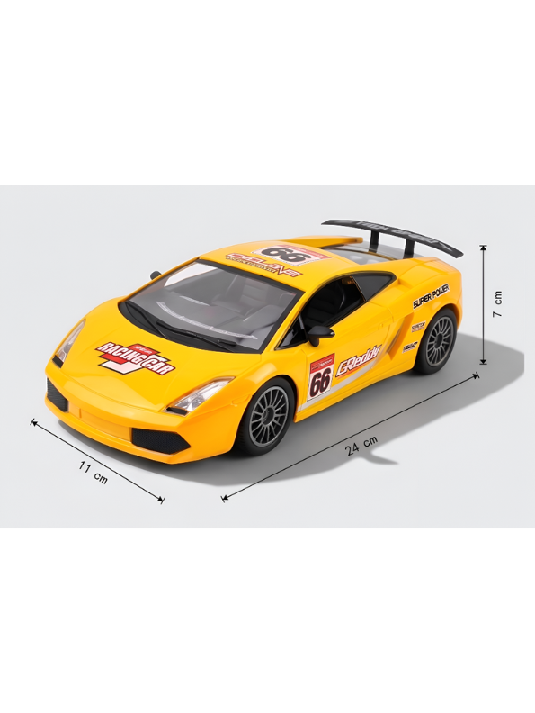 Remote Control Sport Car – Rechargeable Yellow Racing Toy Car with Remote Controller, Batteries, and AC Charger – High-Speed RC Car Toy for Kids and Collectors LMI8905