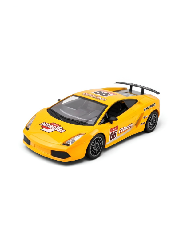 Remote Control Sport Car – Rechargeable Yellow Racing Toy Car with Remote Controller, Batteries, and AC Charger – High-Speed RC Car Toy for Kids and Collectors LMI8905