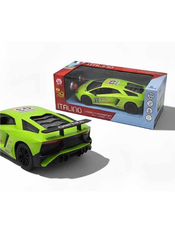 Remote Control Sport Car – Rechargeable Lime Green Racing Toy Car with Remote Controller, Batteries, and AC Charger – High-Speed RC Car Toy for Kids and Collectors LMI8905