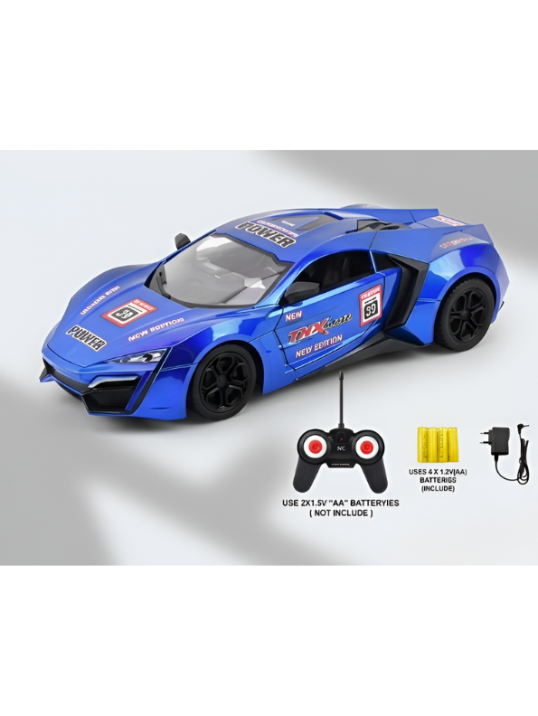 Remote Control Sport Car – Rechargeable Blue Racing Toy Car with Remote Controller, Batteries, and AC Charger – High-Speed RC Car Toy for Kids and Collectors LMI8905
