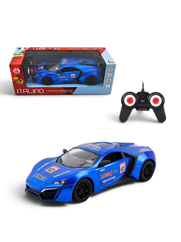 Remote Control Sport Car – Rechargeable Blue Racing Toy Car with Remote Controller, Batteries, and AC Charger – High-Speed RC Car Toy for Kids and Collectors LMI8905