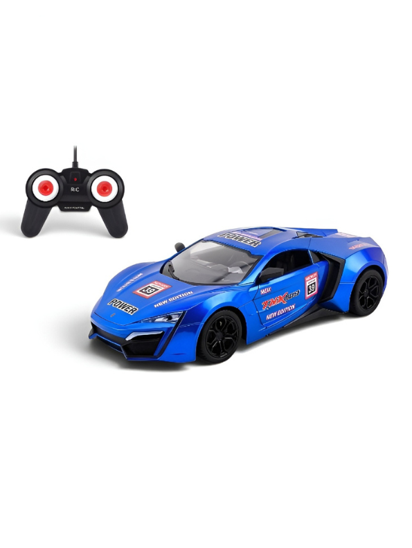 Remote Control Sport Car – Rechargeable Blue Racing Toy Car with Remote Controller, Batteries, and AC Charger – High-Speed RC Car Toy for Kids and Collectors LMI8905