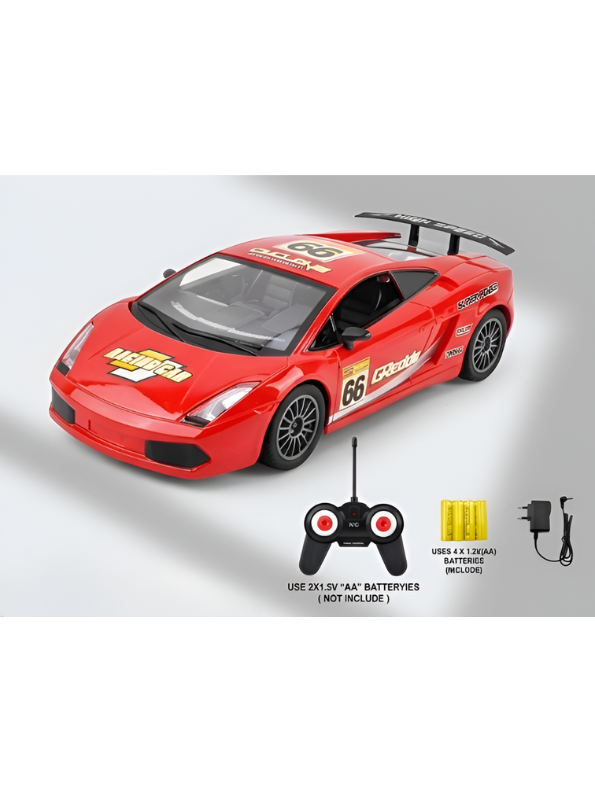 Remote Control Sport Car – Rechargeable Red Racing Toy Car with Remote Controller, Batteries, and AC Charger – High-Speed RC Car Toy for Kids and Collectors LMI8905