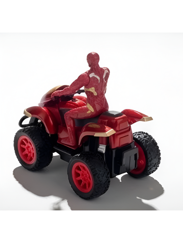 Remote Control Superhero All-Terrain Quad Bike | 1:10 Scale Red & Gold Armor Hero RC Racing ATV Toy with LED Lights and Wireless Controller TV4669.