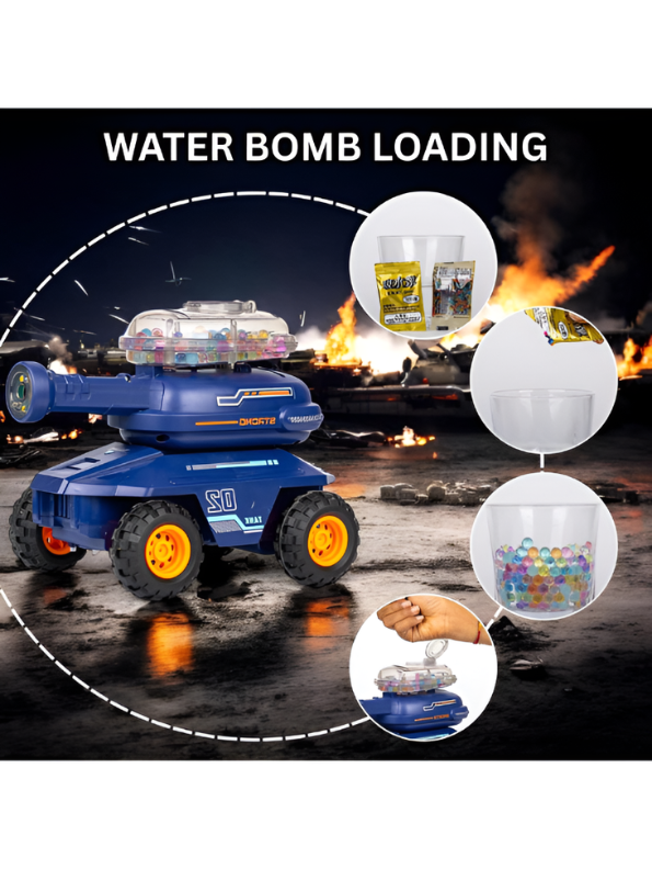 Remote Control Tank Toy – Water Bullet Shooting RC Tank with LED Lights TV4873.