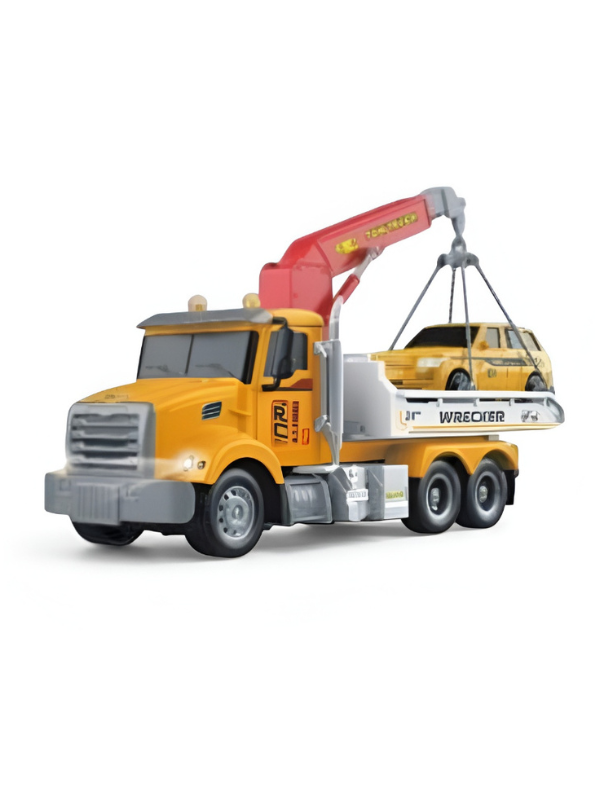 Remote Control Tow Truck Toy with Flatbed & Crane, 2.4GHz RC Wrecker with Lights, Sound, Rechargeable Battery & Mini Car NX16431.