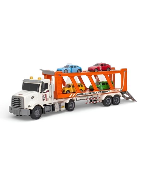 Remote Control Transport Truck with 4 Mini Cars - 2.4GHz Rechargeable RC Semi Trailer NX16584.
