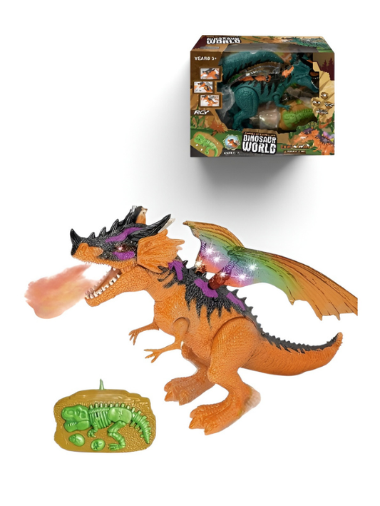 Remote Control Walking Dinosaur Toy for Kids – 2.4GHz RC Dragon with Mist Water Spray, LED Light-Up Wings & Roaring Sound Effects LMI10416