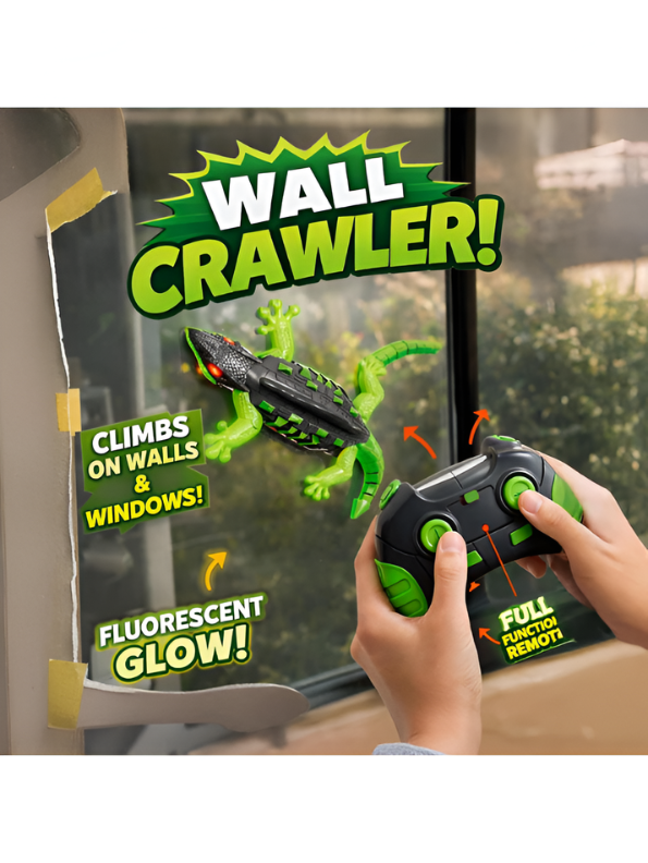 Remote Control Wall Climbing Lizard Toy - Rechargeable RC Wall Crawler Gecko with LED Lights & Fluorescent Glow, 2.4GHz Electric Anti-Gravity Toys for Boys and Girls Ages 4+ TV7316