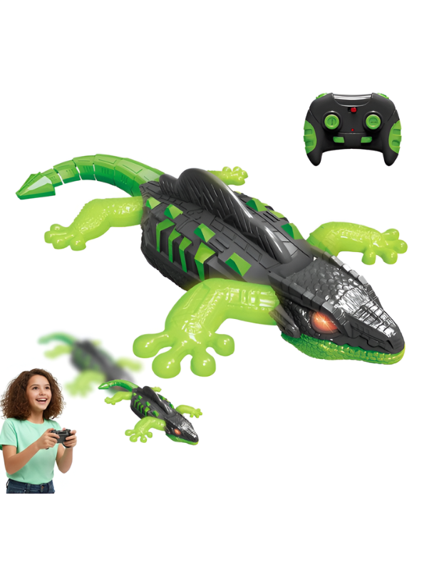 Remote Control Wall Climbing Lizard Toy - Rechargeable RC Wall Crawler Gecko with LED Lights & Fluorescent Glow, 2.4GHz Electric Anti-Gravity Toys for Boys and Girls Ages 4+ TV7316