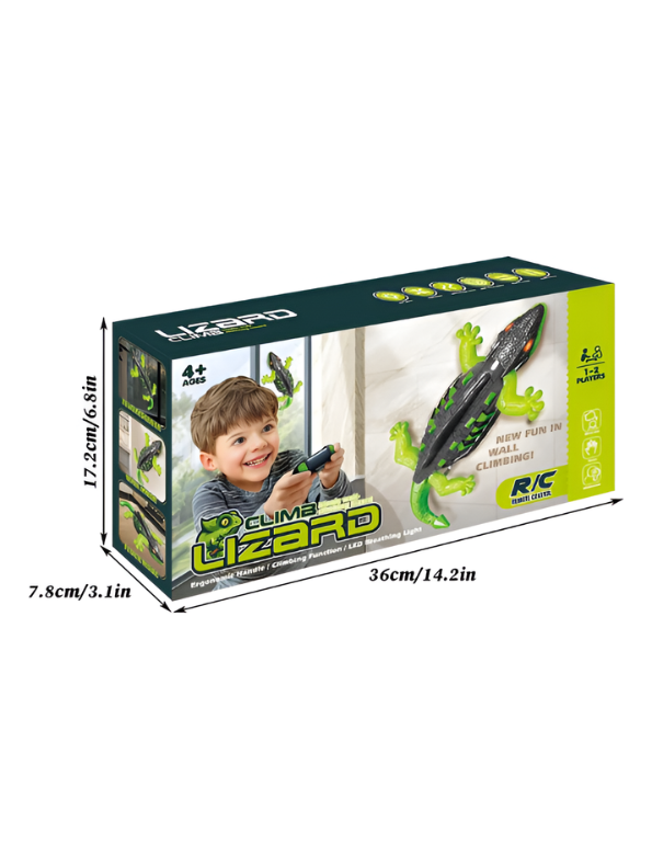 Remote Control Wall Climbing Lizard Toy - Rechargeable RC Wall Crawler Gecko with LED Lights & Fluorescent Glow, 2.4GHz Electric Anti-Gravity Toys for Boys and Girls Ages 4+ TV7316
