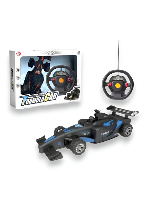 Blue - Remote Control F1 Formula Racing Car Toy with Steering Wheel Controller for Kids & Boys LMI15322.