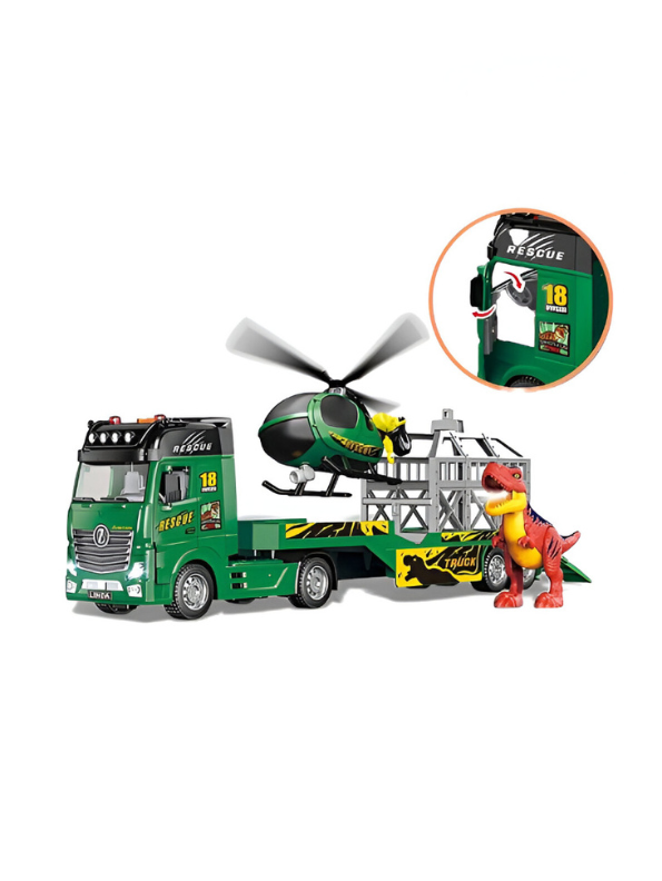 Rescue Truck Animal Toy with Helicopter, Animal Cage & Dinosaur | Big Size Play Set Toy LMI15778.