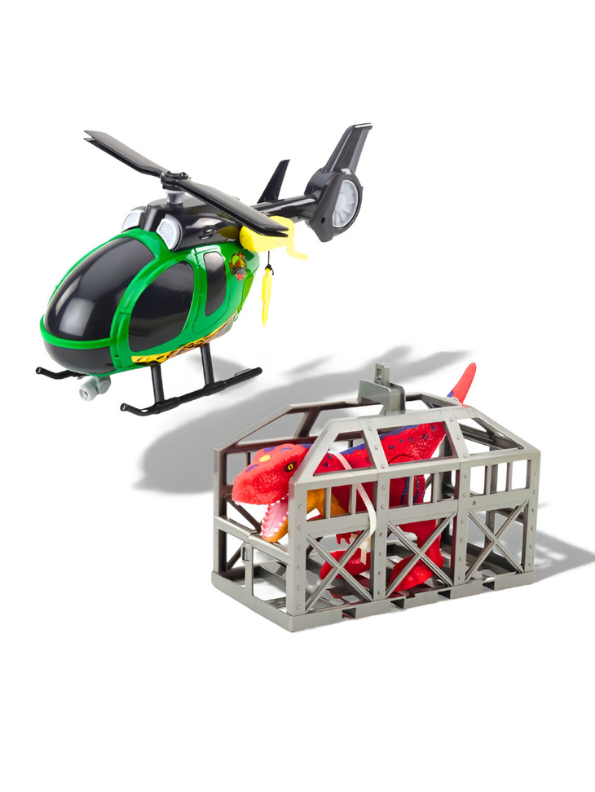 Rescue Truck Animal Toy with Helicopter, Animal Cage & Dinosaur | Big Size Play Set Toy LMI15778.
