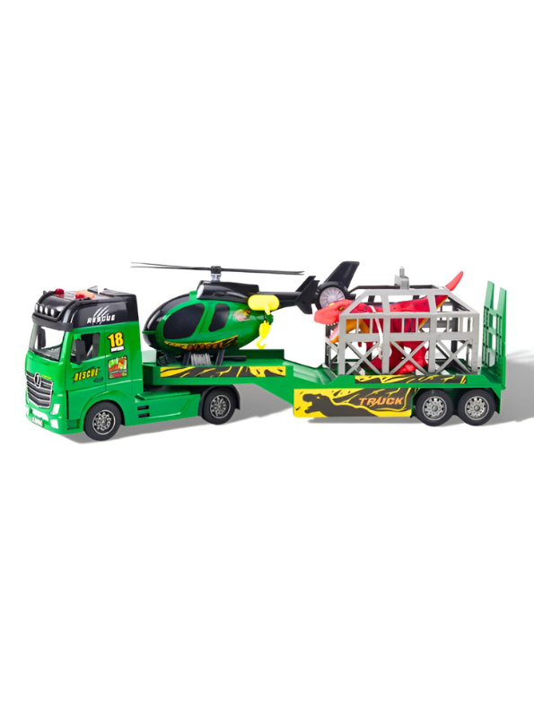 Rescue Truck Animal Toy with Helicopter, Animal Cage & Dinosaur | Big Size Play Set Toy LMI15778.
