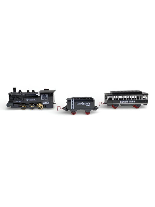 Retro Classic Steam Train Set - Battery Operated Locomotive, Coal Car & Passenger Coach NX15103.
