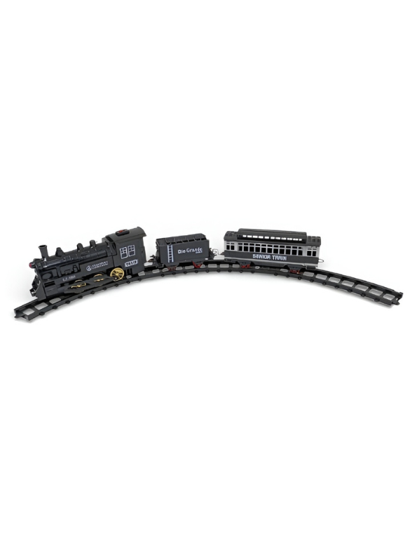 Retro Classic Steam Train Set - Battery Operated Locomotive, Coal Car & Passenger Coach NX15103.
