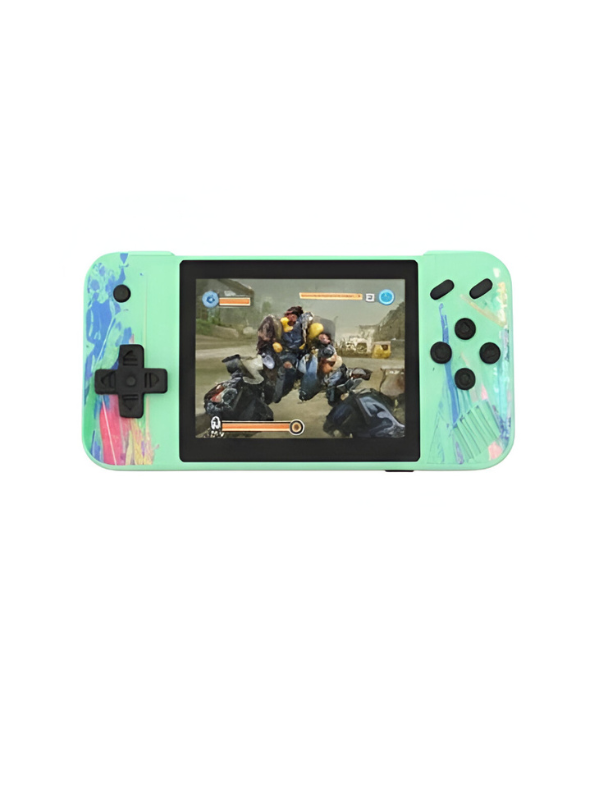 Retro Handheld Game Console – 3.5-Inch Portable Player with Classic Games, Splash Art Design, Rechargeable Green LMI13030.