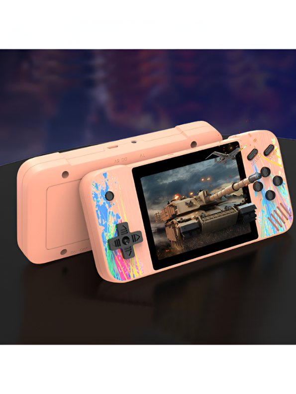 Retro Handheld Game Console – 3.5-Inch Portable Player with Classic Games, Splash Art Design, Rechargeable Blue LMI13030.