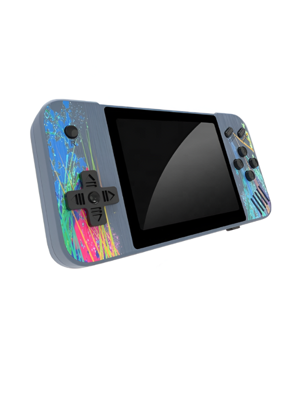 Retro Handheld Game Console – 3.5-Inch Portable Player with Classic Games, Splash Art Design, Rechargeable Grey LMI13030.