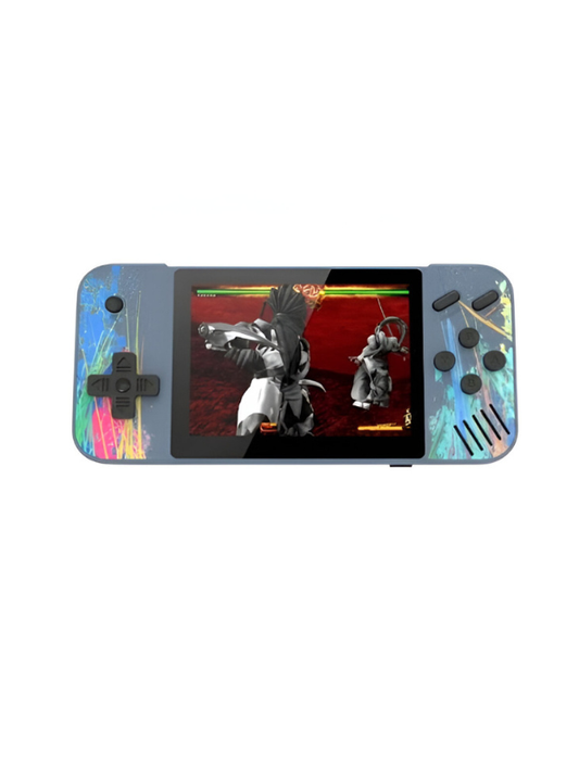 Retro Handheld Game Console – 3.5-Inch Portable Player with Classic Games, Splash Art Design, Rechargeable Grey LMI13030.