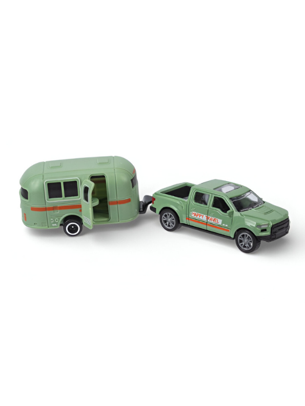 Retro Pickup Truck & Travel Trailer Toy – Adventure Camper Playset for Kids.