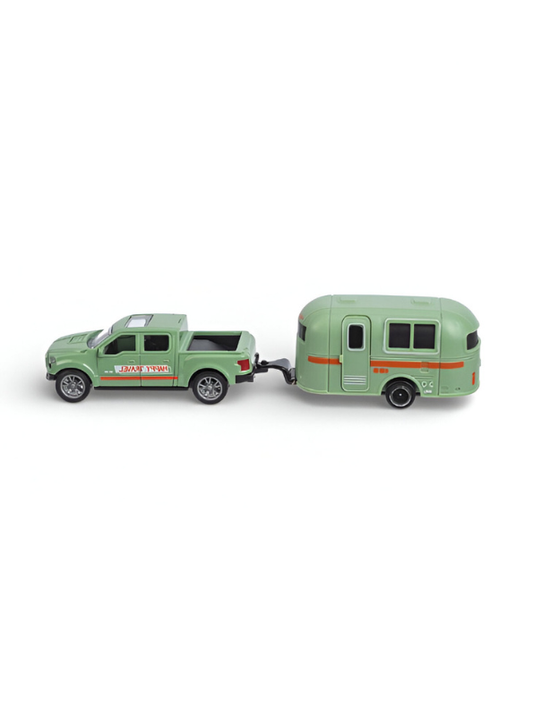 Retro Pickup Truck & Travel Trailer Toy – Adventure Camper Playset for Kids.