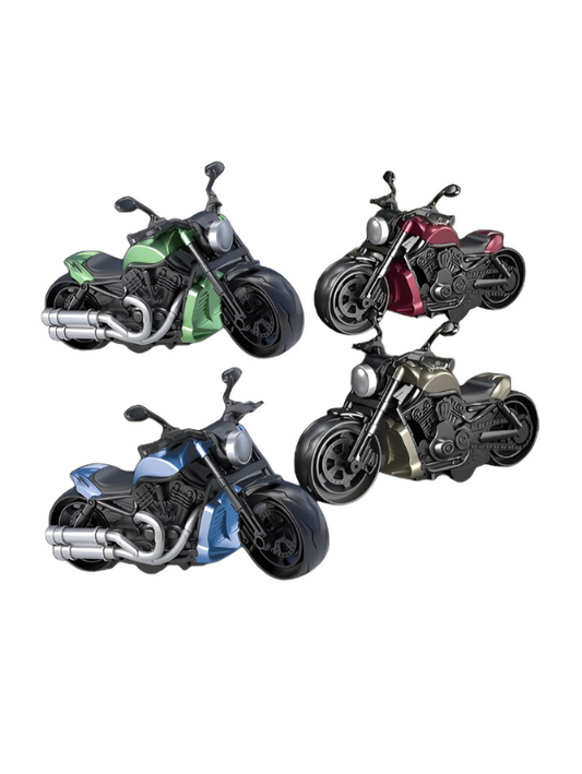 Retro Stylized Moto-Bike Toy Set Pack of 4 | Friction Powered Mini Motorcycles with Classic Design | Kids Toy Bikes LMI16303.