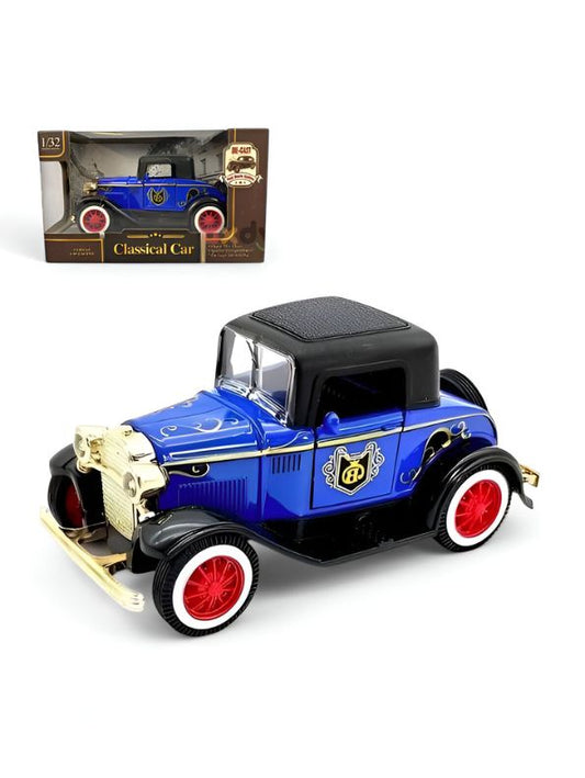 Blue - Retro Style Alloy Metal Classic Car Toy – Openable Doors | Vintage Die-Cast Collectible Model for Kids & Adults Scale 1:32.