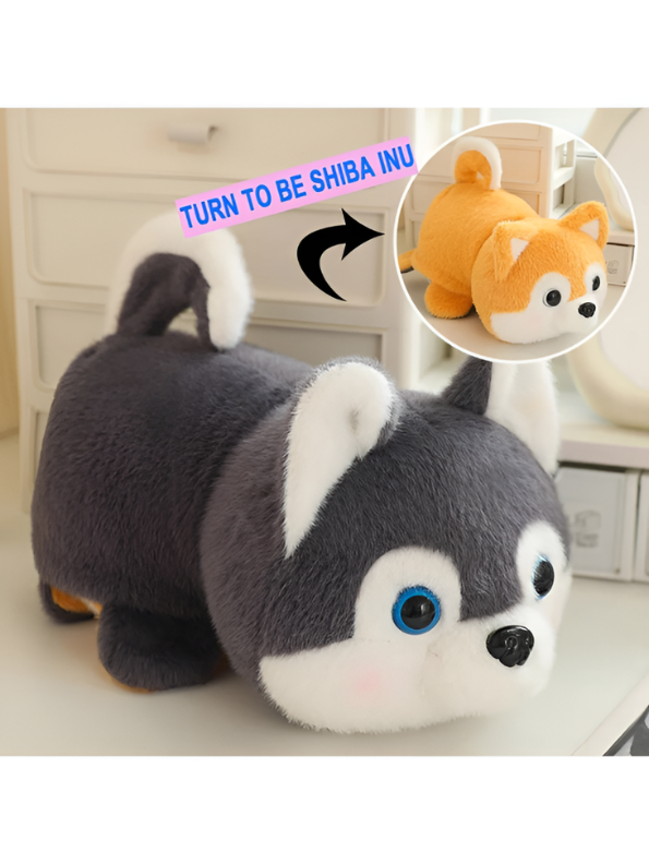 Reversible Dog Plushie – 2-in-1 Shiba Inu & Husky Soft Toy ST15161.
