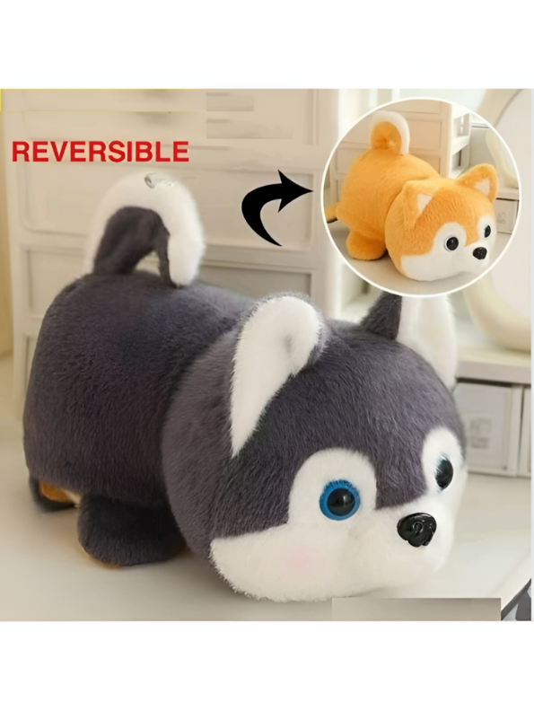 Reversible Dog Plushie – 2-in-1 Shiba Inu & Husky Soft Toy ST15161.