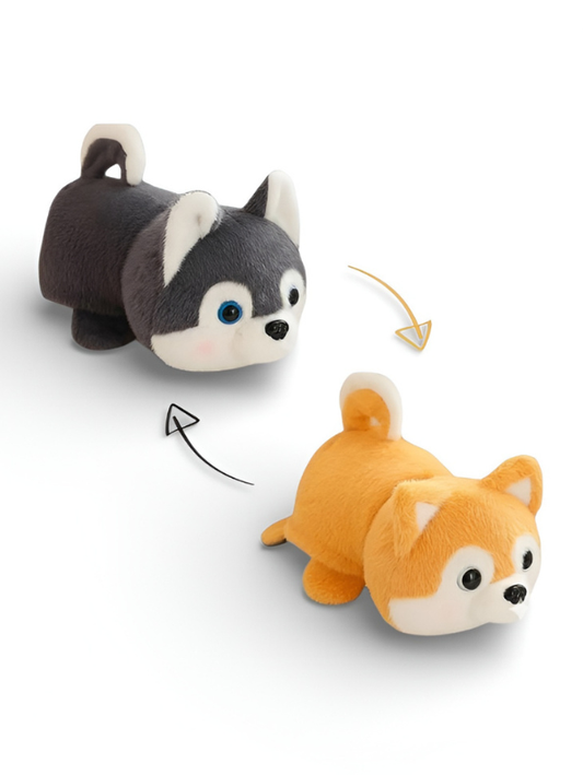 Reversible Dog Plushie – 2-in-1 Shiba Inu & Husky Soft Toy ST15161.