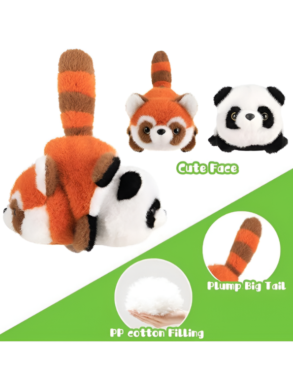Reversible Red Panda & Giant Panda Plush – 2-in-1 Flip Stuffed Animal Toy ST15159.