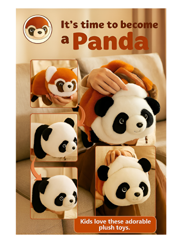 Reversible Red Panda & Giant Panda Plush – 2-in-1 Flip Stuffed Animal Toy ST15159.