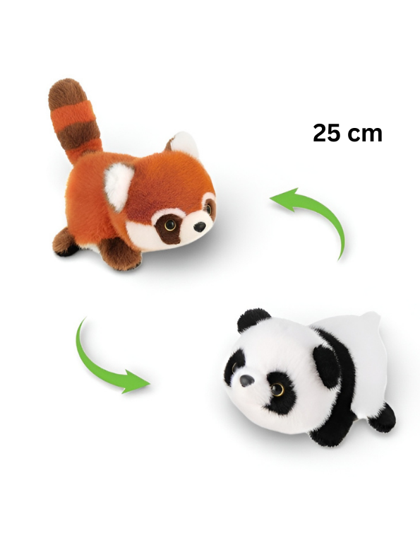 Reversible Red Panda & Giant Panda Plush – 2-in-1 Flip Stuffed Animal Toy ST15159.