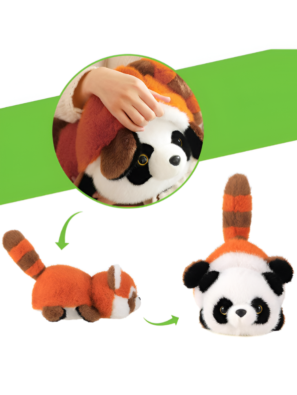 Reversible Red Panda & Giant Panda Plush – 2-in-1 Flip Stuffed Animal Toy ST15159.