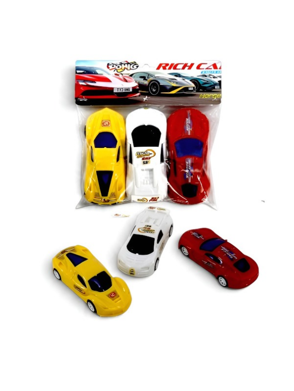 Rich Car Mini Supercar Toys (Pack of 3) – Colorful Friction Racing Car Set LMI15315