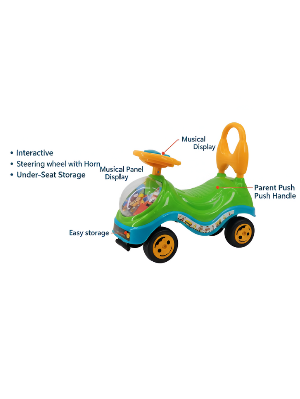 Ride-On Toy with Interactive Melodies – Green Toddler Walker with Non-Slip Tires, Safe & Durable Design LMI14101.