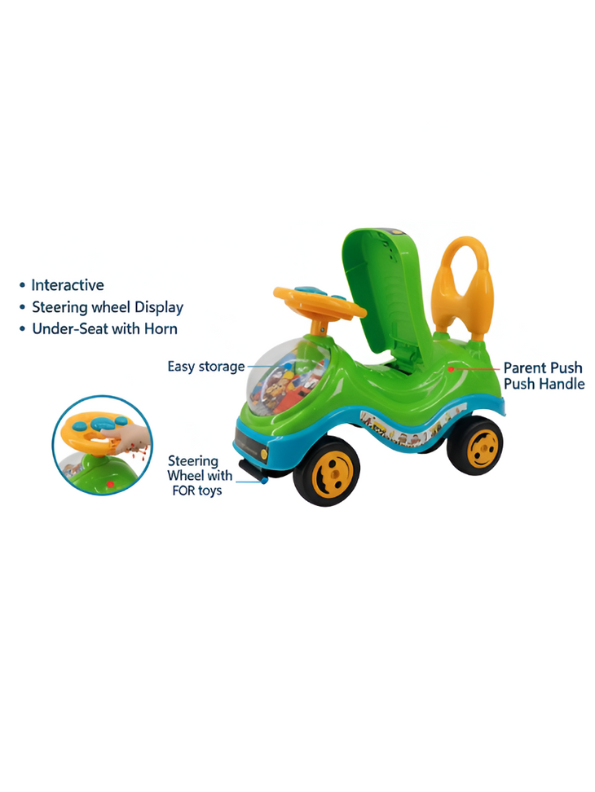 Ride-On Toy with Interactive Melodies – Green Toddler Walker with Non-Slip Tires, Safe & Durable Design LMI14101.