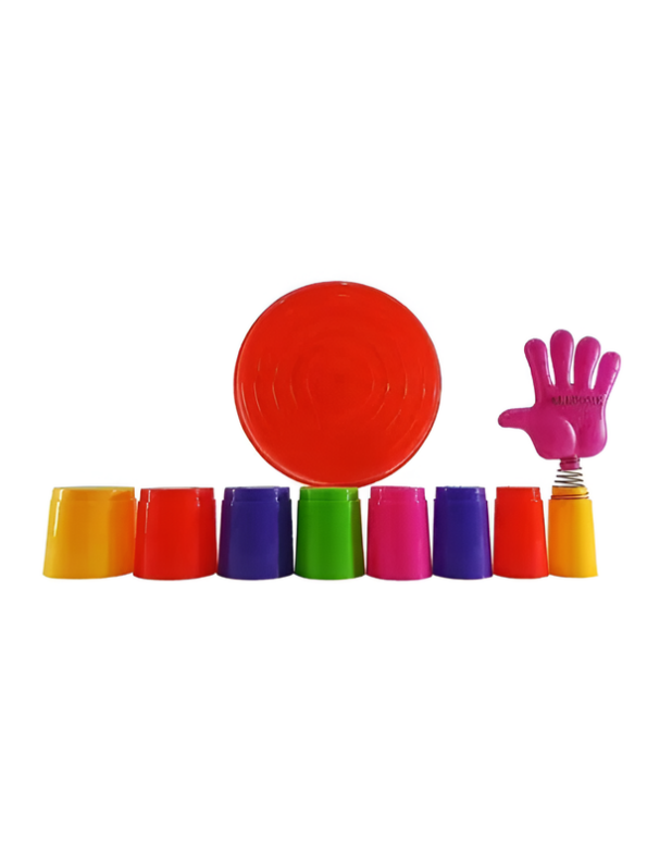 Ring Toss & Quoits Game Set – Rainbow Stacking Tower with Flexible Spring Hand & Multi-Color Rings LMI5104