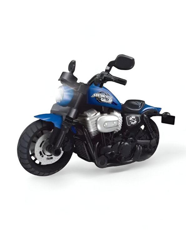 RoadRider - Diecast Motorcycle Toy with Pull Back Action, Lights & Sound Scale 1:10 Blue - LMI15135.